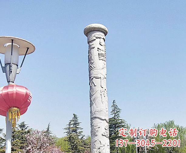 温州广场景观大理石龙柱石雕 (6)