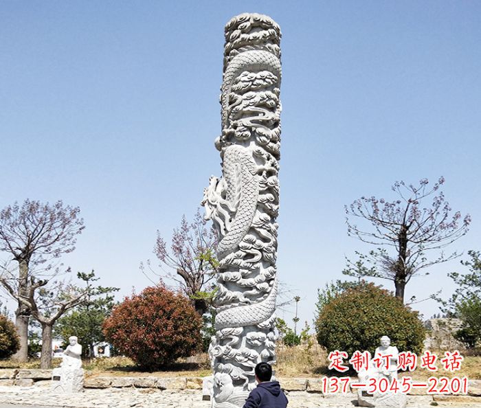 温州广场景观大理石盘龙柱石雕