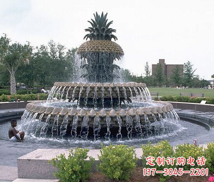 温州广场景观大型菠萝喷泉石雕