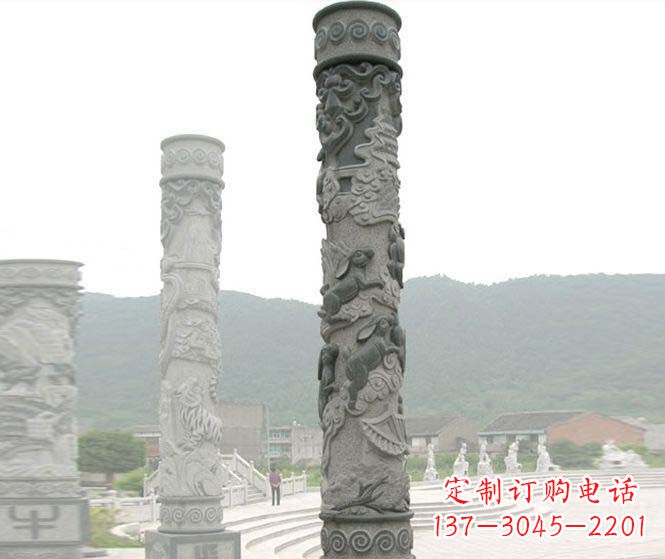 温州广场景观仿古12生肖石柱 (2)