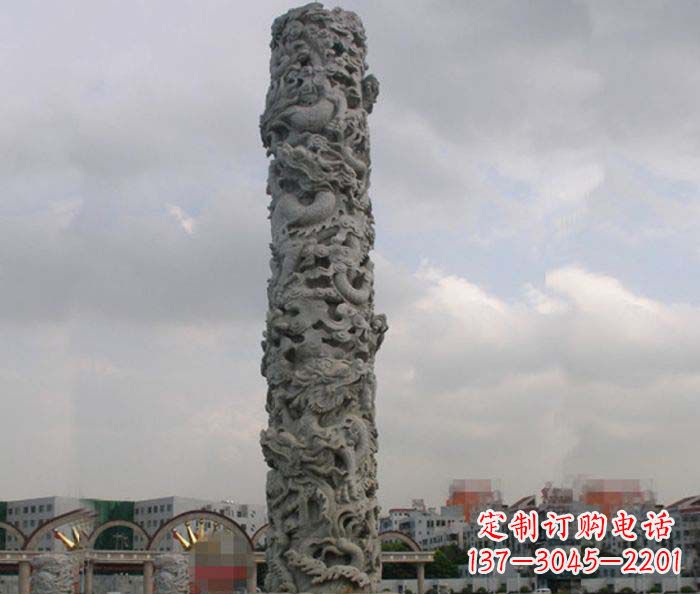 温州精美仿古盘龙柱石雕