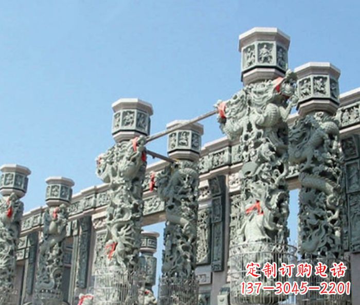 温州广场景观青石龙柱石雕