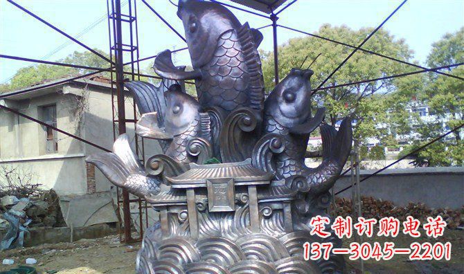 温州广场鲤鱼跃龙门景观铜雕