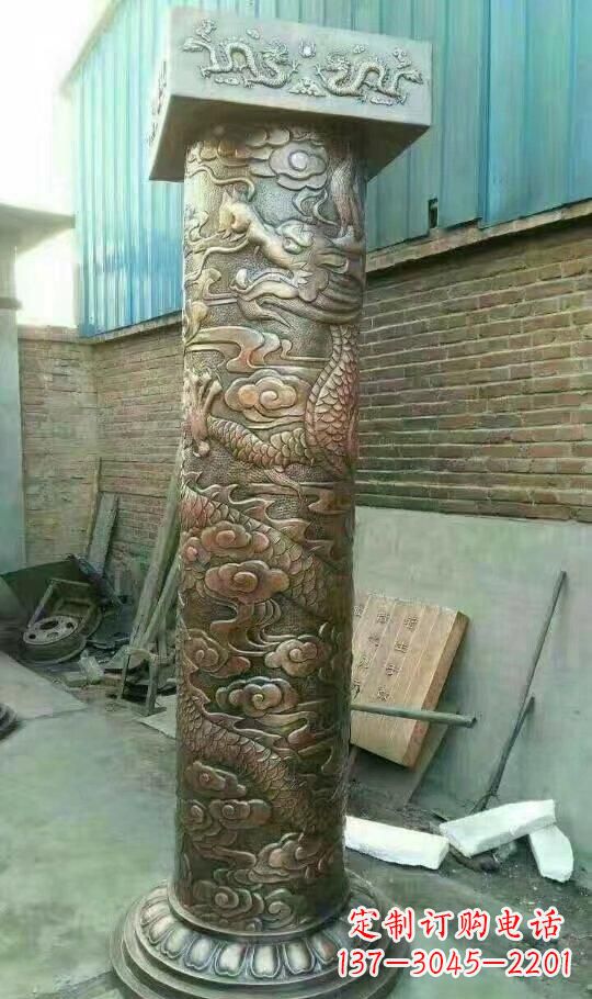 温州广场龙柱铜雕