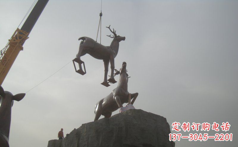 温州梅花鹿动物铜雕,极致精细,表达优雅