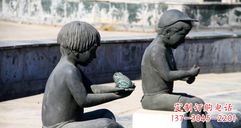 温州儿童景观铜雕，携带童趣的青蛙