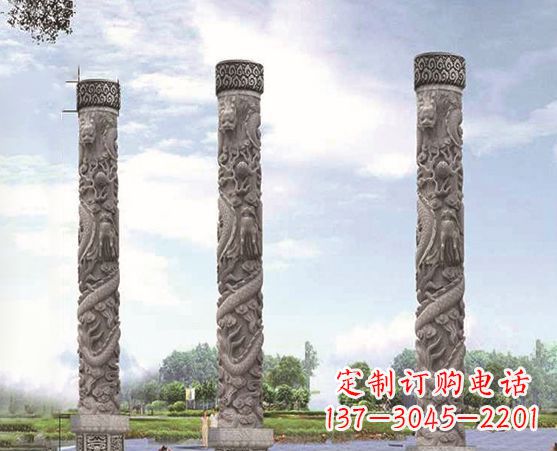 温州精美雕塑盘龙柱,美化您的室外空间