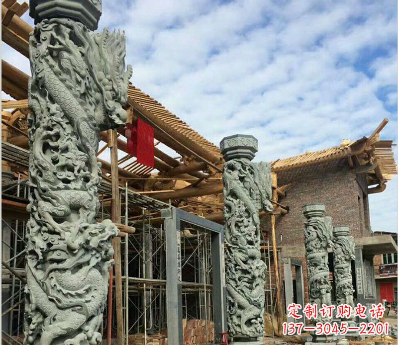 温州广场盘龙柱大理石柱子石雕