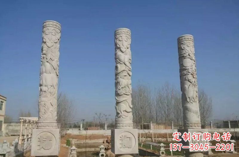 温州广场十二生肖文化柱石雕