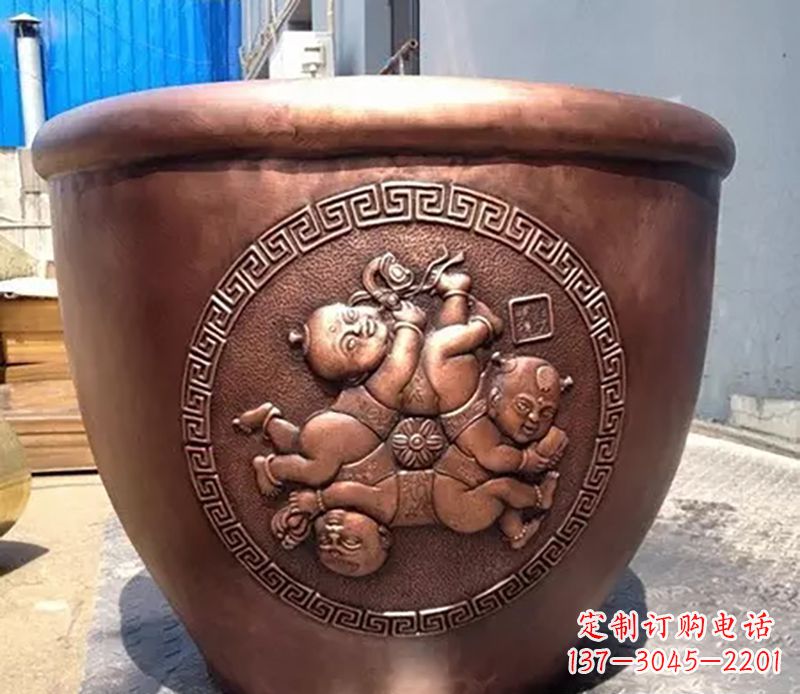 温州广场水缸铜雕塑