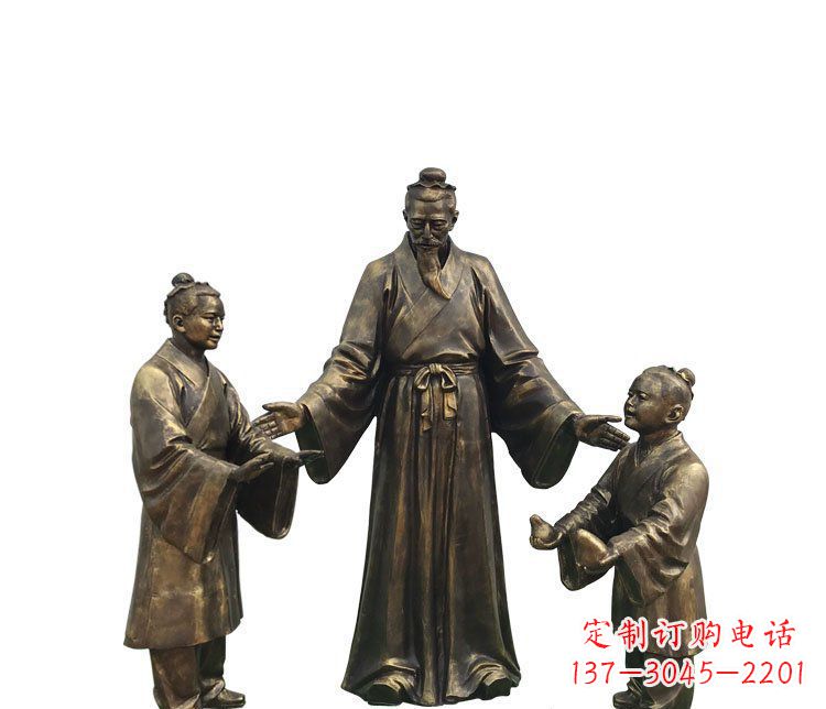 温州广场铜雕孔融让梨人物雕塑