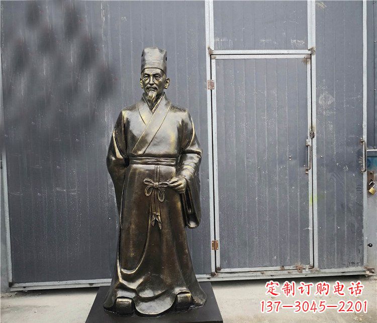 温州广场铜雕李时珍行医人物雕塑