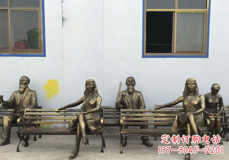 温州广场铜雕美女休息人物雕塑