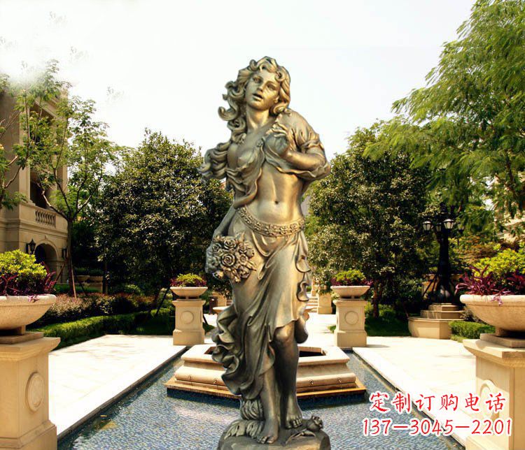 温州华丽蓬勃的铜雕女神像