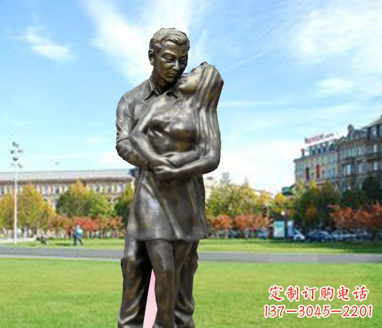温州一颗爱的心,用铜雕情侣人物雕塑表达