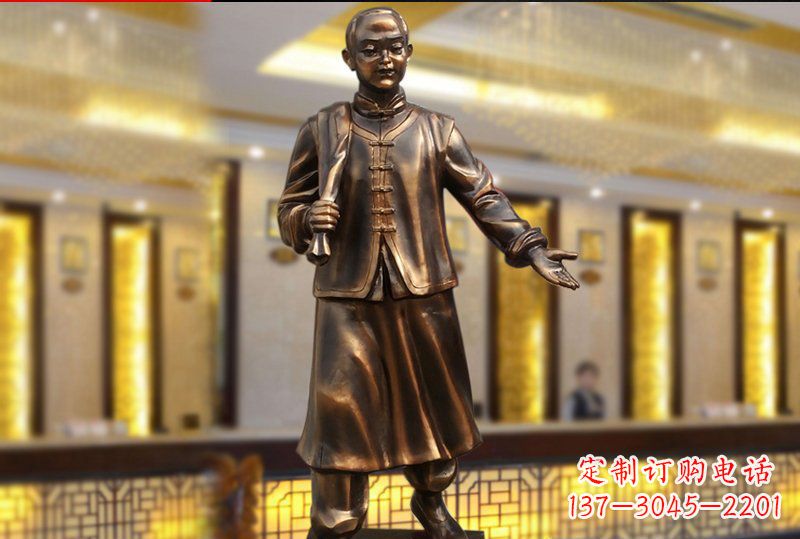 温州精致传统,店小二人物雕塑