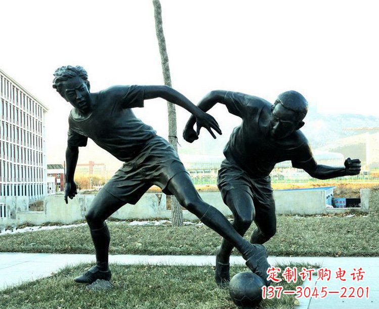 温州中领雕塑-复原完美动态,足球铜雕玩偶