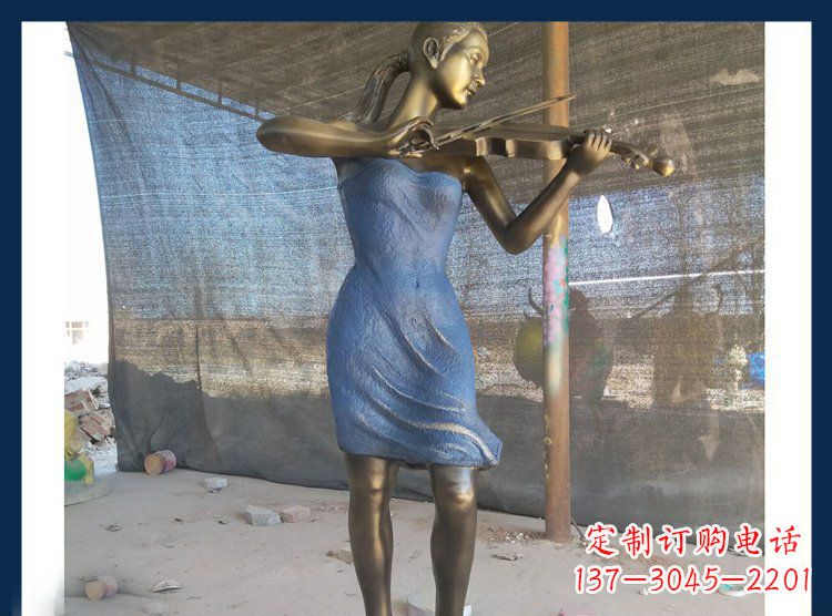 温州广场铜雕西方美女拉小提琴人物雕塑