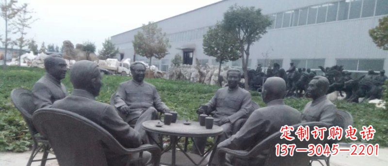 温州广场伟人喝茶人物铜雕