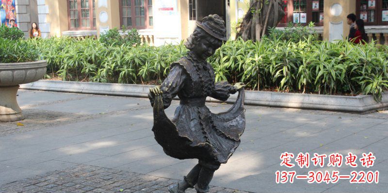 温州中领雕塑推出的爱舞的小少女铜雕,以少女跳…
