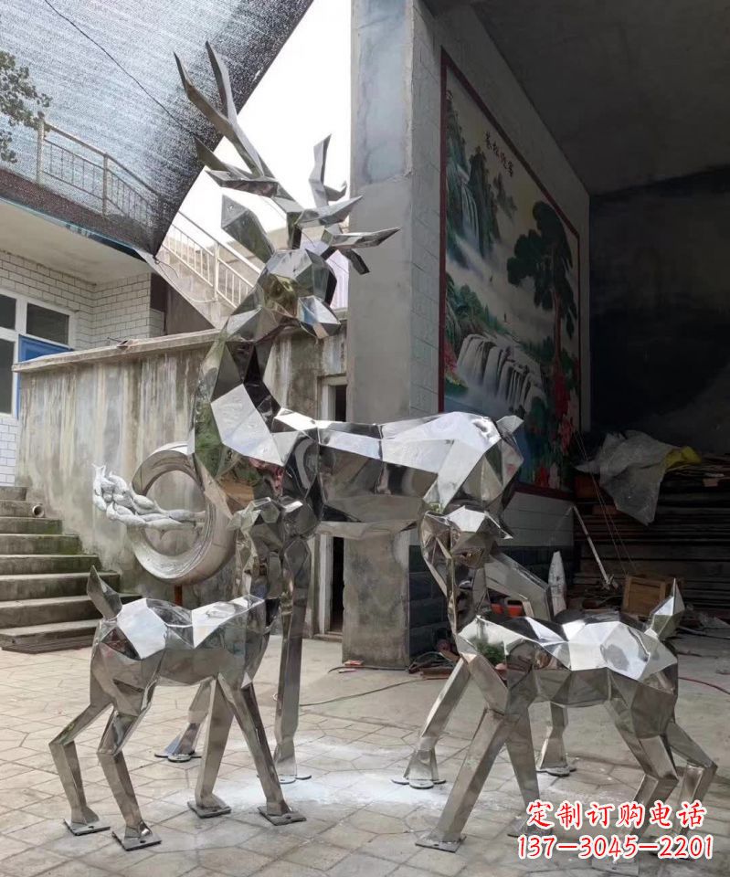 温州精致鹿形不锈钢雕塑