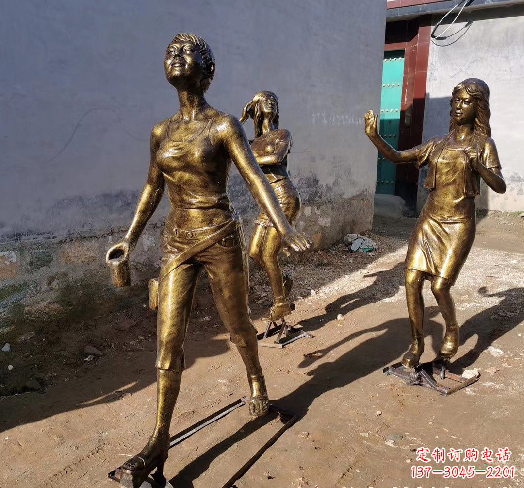 温州美女铜雕,精美绝伦!