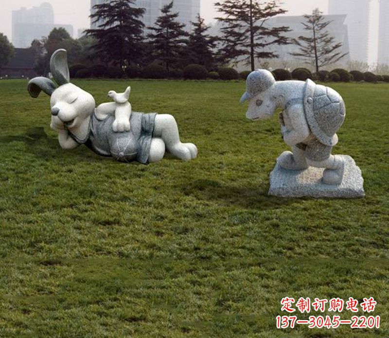 温州中领雕塑独特的石雕兔子