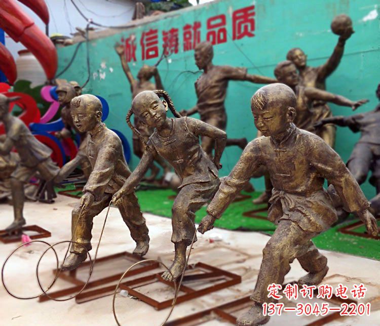 温州滚铁环为您的小宝定制精美儿童铜雕