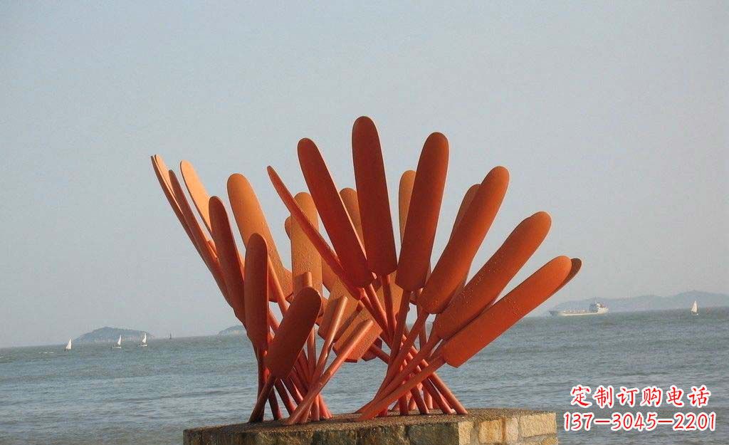 温州海边不锈钢抽象船桨雕塑