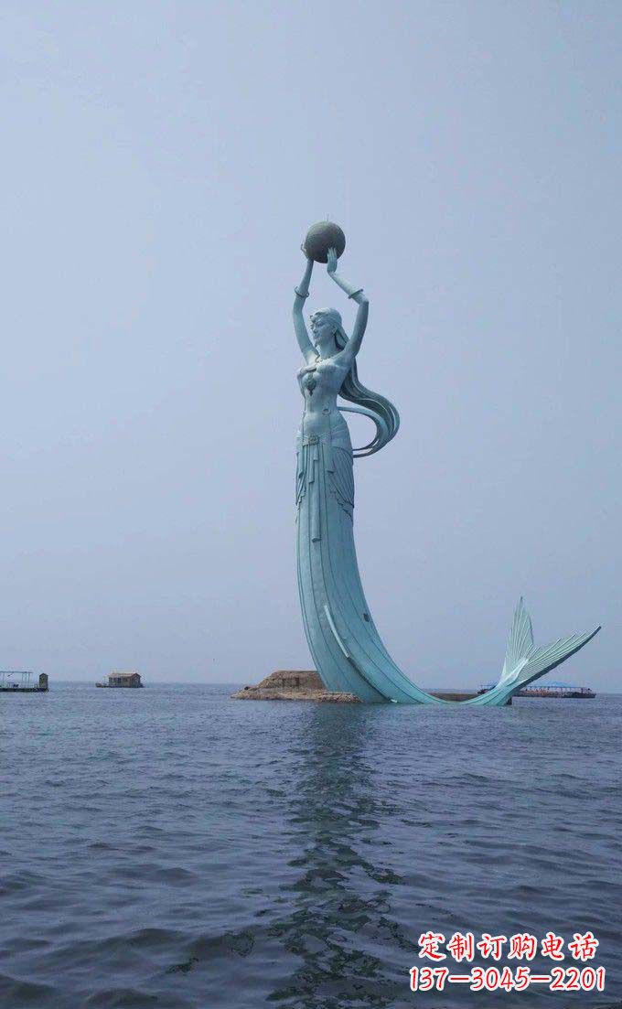 温州海边不锈钢大型美人鱼景观雕塑