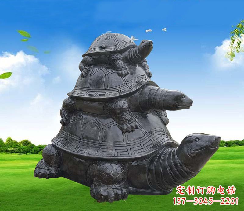 温州海龟母子石雕公园动物摆件