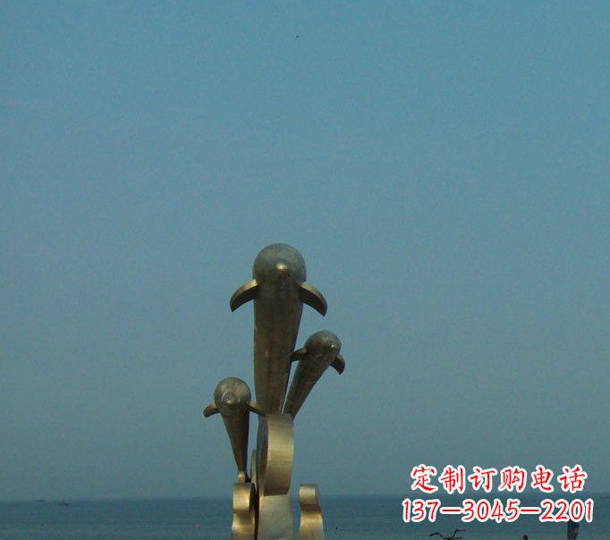 温州海豚戏水海边景观铜雕