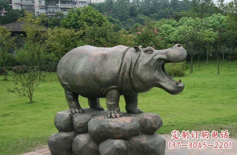 温州海洋动物河马铜雕塑