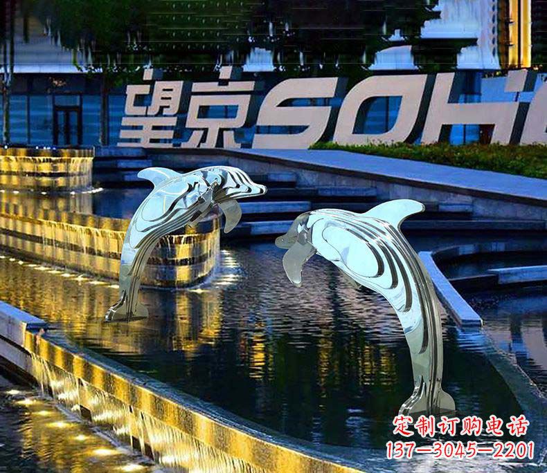 温州海洋之恋不锈钢海豚雕塑