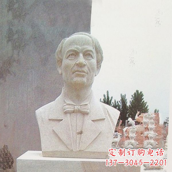 温州汉白玉爱迪生头像雕塑-美国著名发明家电学家-学校校园名人雕像