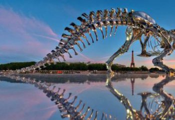 温州魅力无穷的不锈钢恐龙骨架雕塑