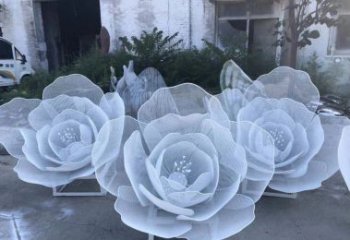 温州广场不锈钢镂空花朵雕塑