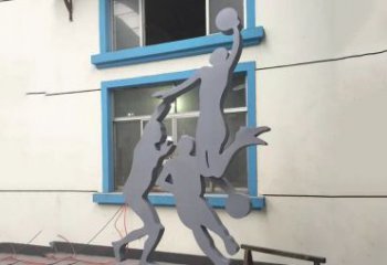 温州广场不锈钢运动打篮球雕塑，