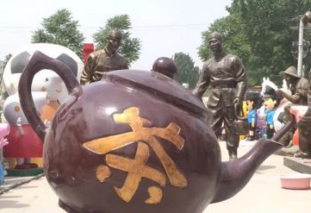 温州高质量广场茶壶铜雕塑