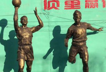 温州广场铜雕打篮球小品人物雕塑