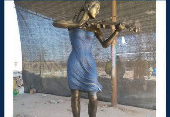 温州精美细腻的西方美女拉小提琴人物雕塑