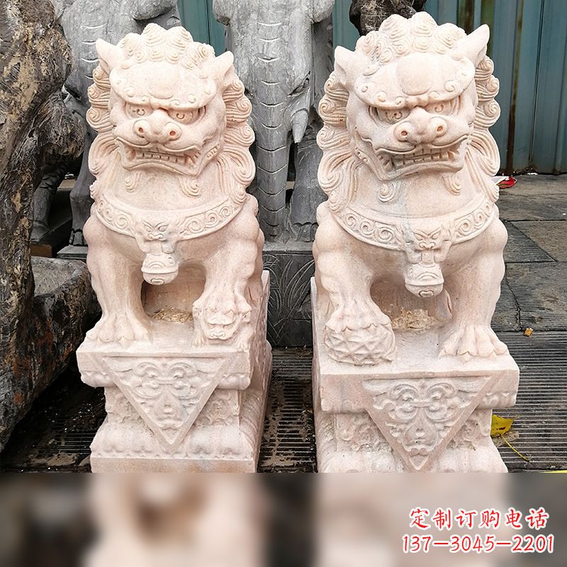 温州汉白玉狮子雕塑,独特雕刻,展现狮子雄势