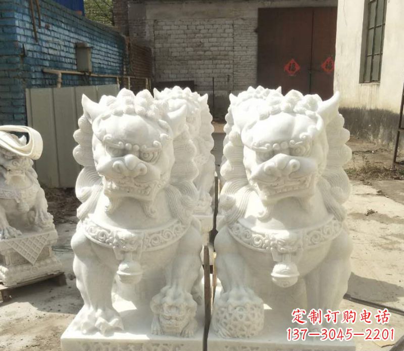 温州中领雕塑:绣球狮子石雕
