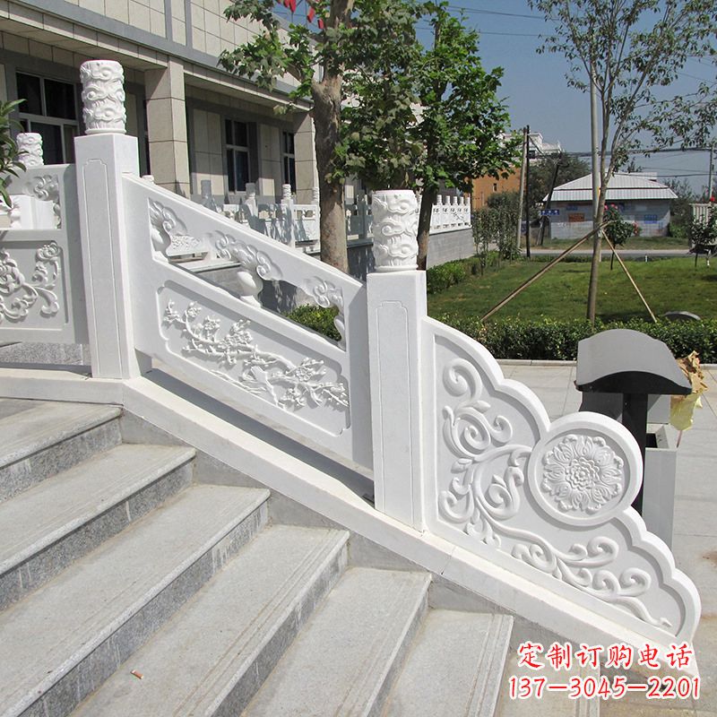 温州精美定制,汉白玉大理石栏板雕塑