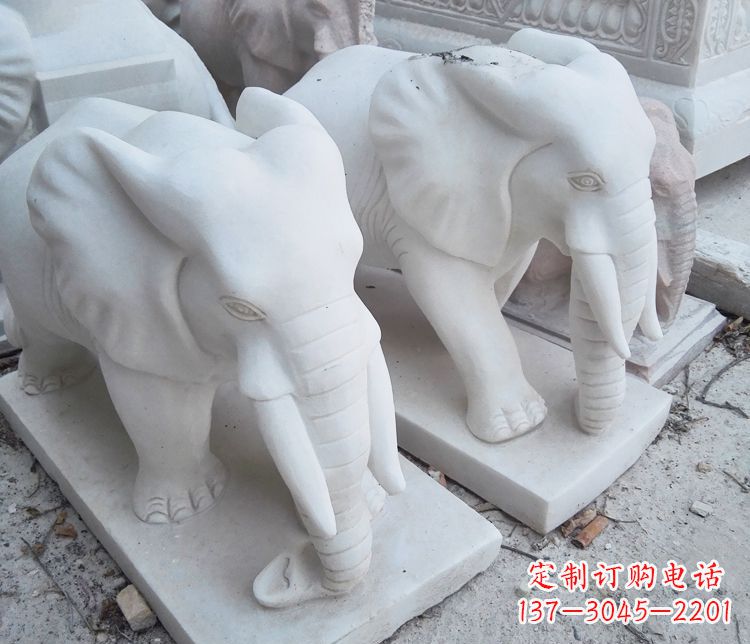 温州艺术精品-汉白玉动物大象雕塑