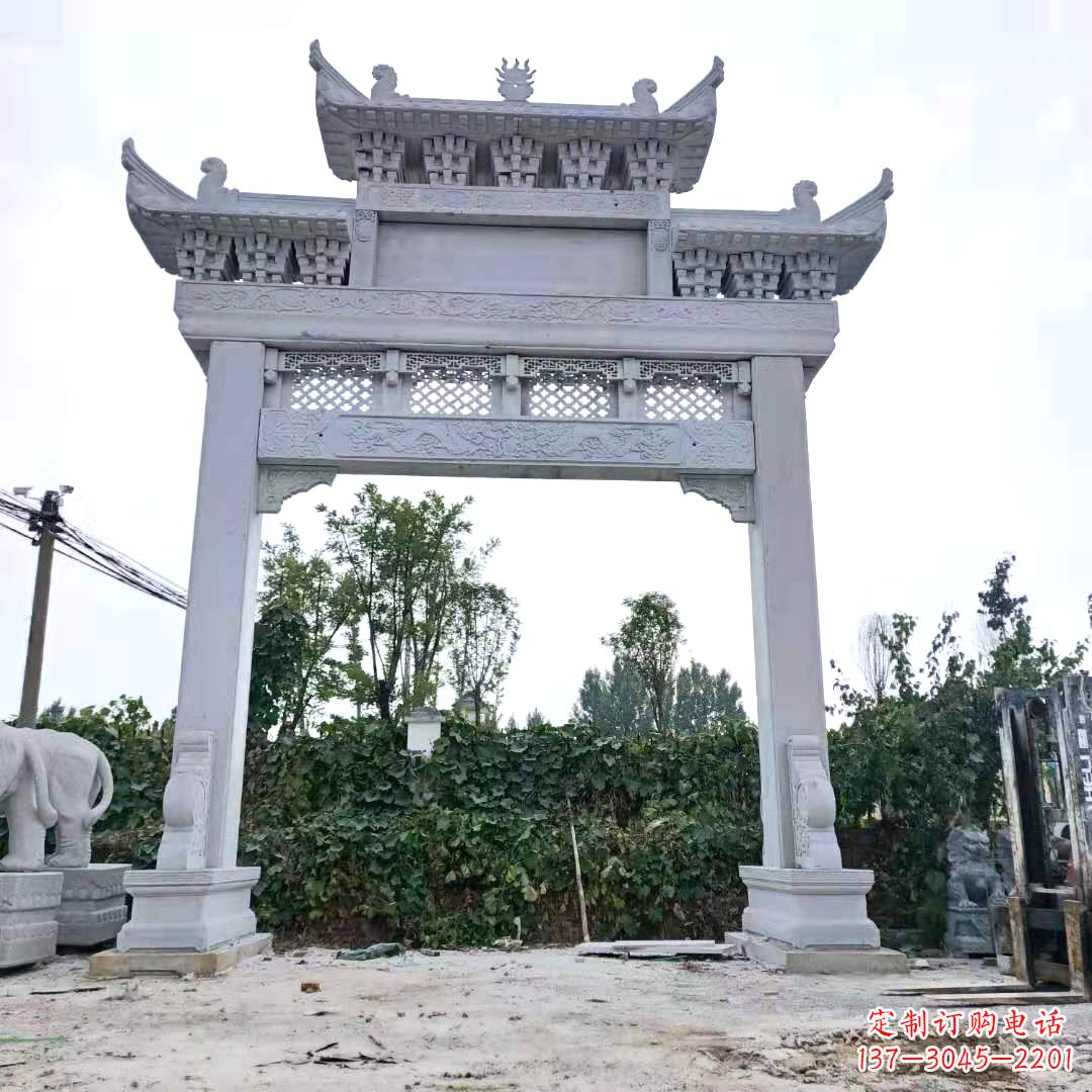 温州汉白玉单门石牌坊