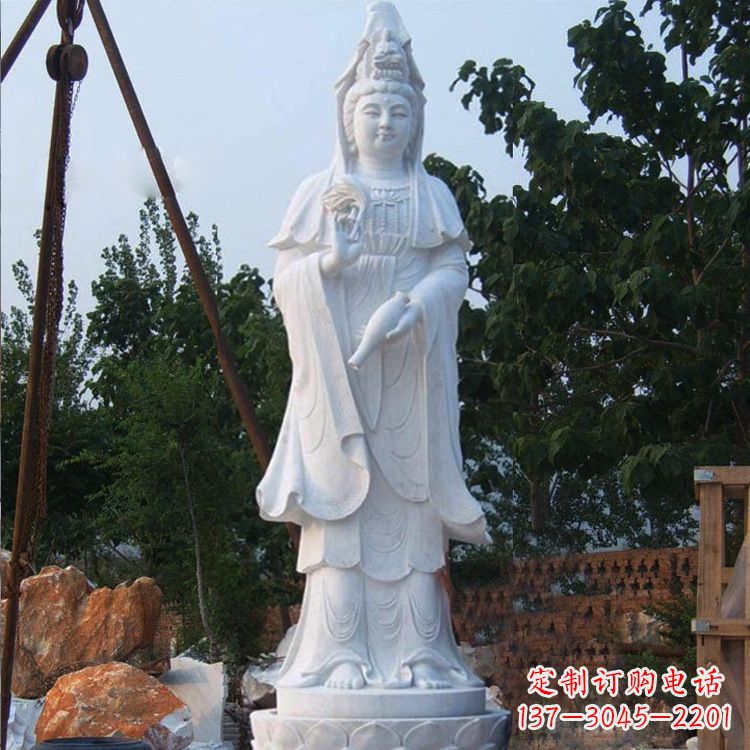 温州汉白玉滴水观音石雕