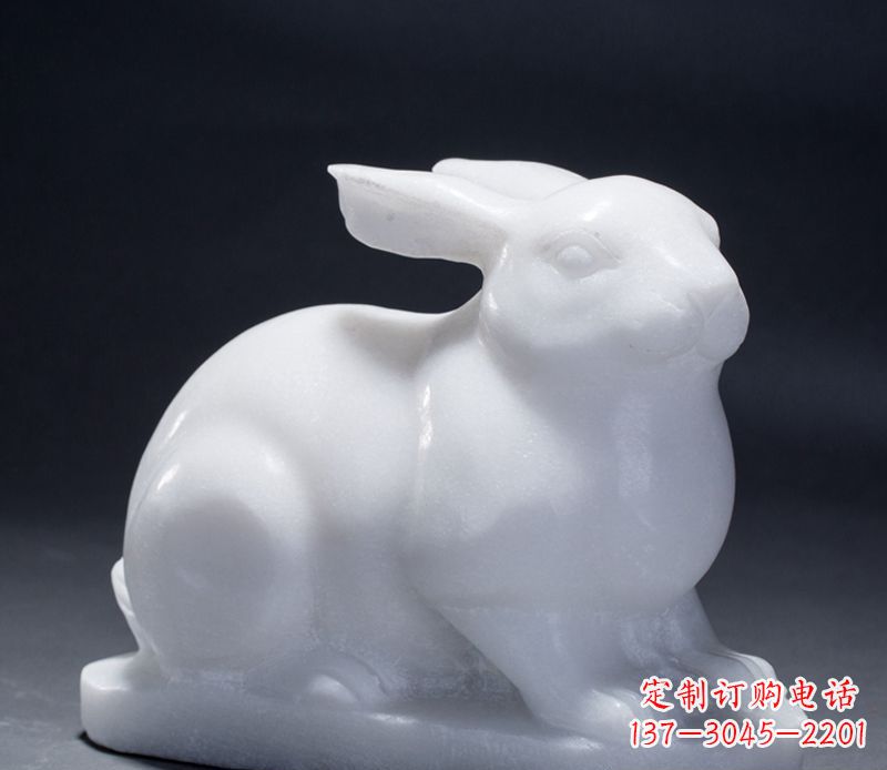 温州汉白玉动物兔子雕塑