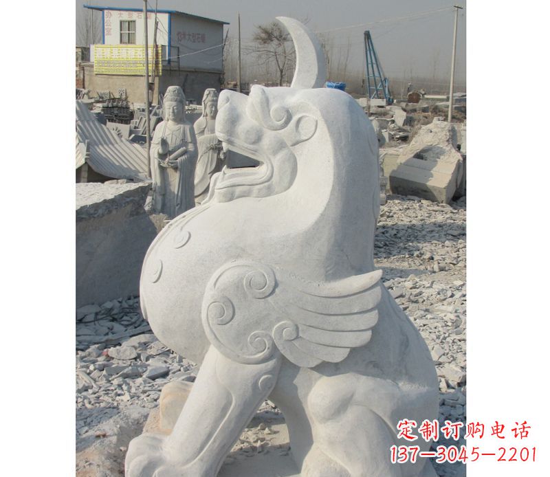 温州汉白玉独角兽石雕