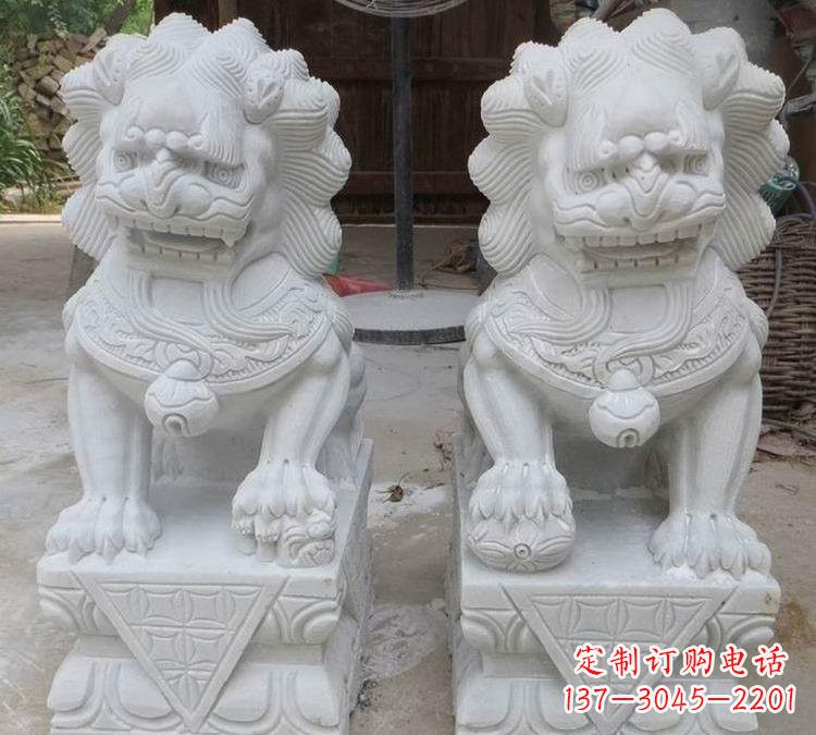 温州汉白玉精美狮子雕塑